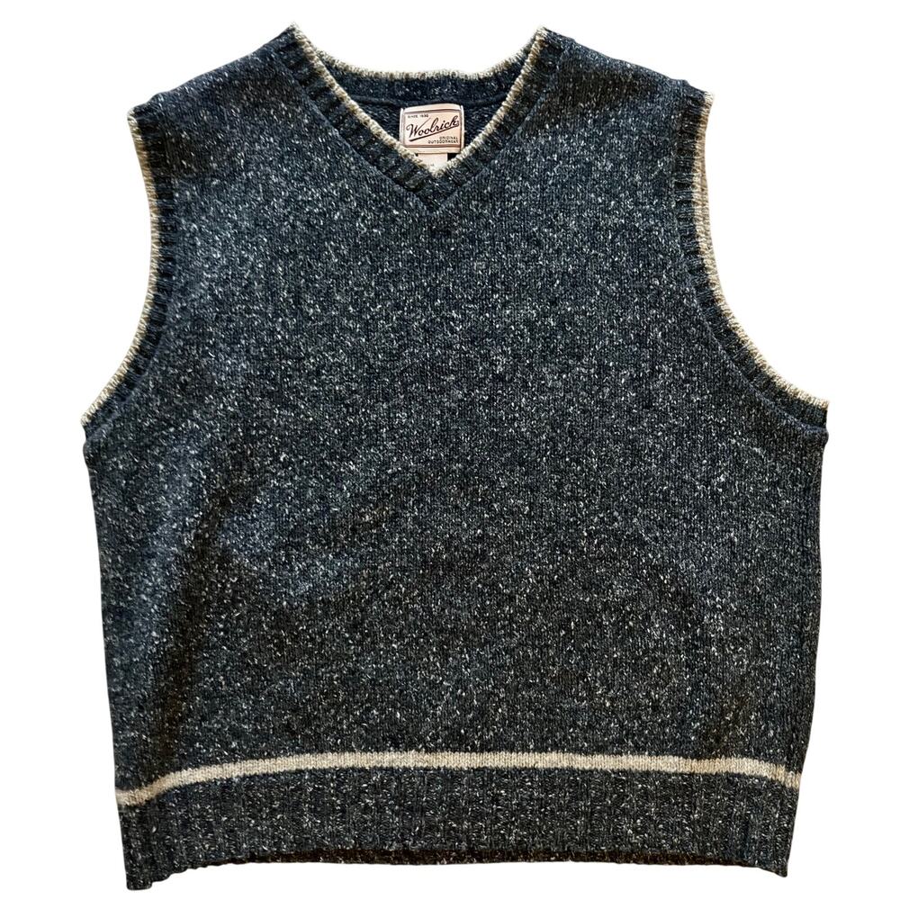 Vintage 70's Woolrich Mens Wool Tweed Sweater Vest Pullover Academia Grandpa L